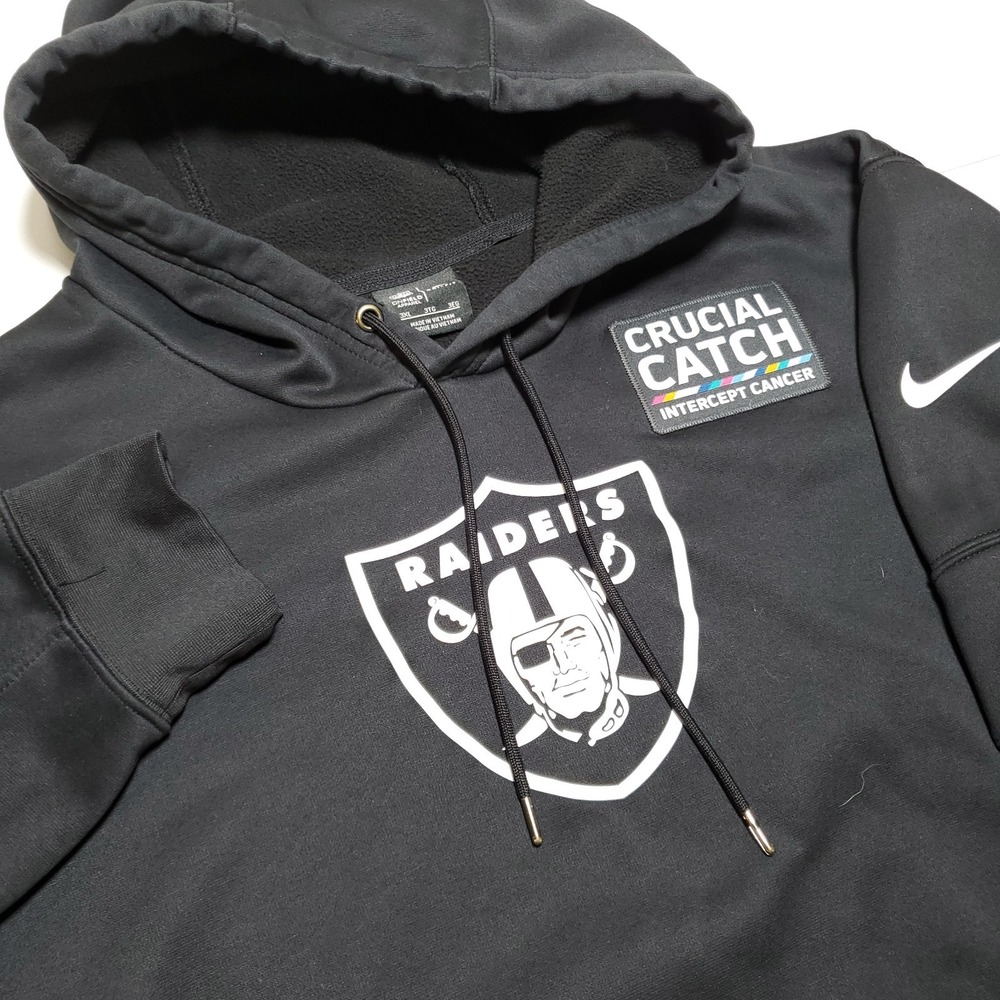 Nike Las Vegas Raiders Hoodie Mens 3XL Black Crucial Catch Cancer On Field